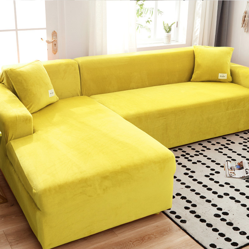 Velvet L shaped Sofa Cover Living Room Corner Couch Slipcover Sectional Stretch Elastic Sofa Cover Canap Chaise Longue