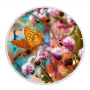 Custom Microfiber Beach Towel Cleaning Cloth, Round Oil Painting Oversized Tassel Beach Towel#