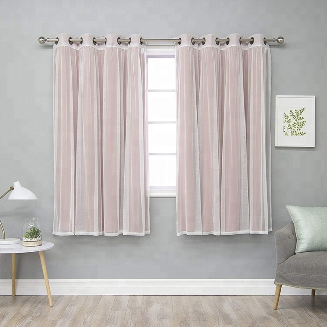 Ultrathin double layer sunscreen decorative burn out sheer curtain