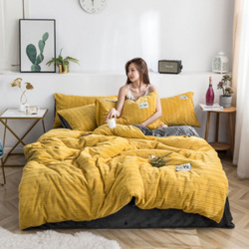 Home Bed Cover Bed Sheet Sets Bedding, Custom Solid Color Velvet Comforter Set Bedding/