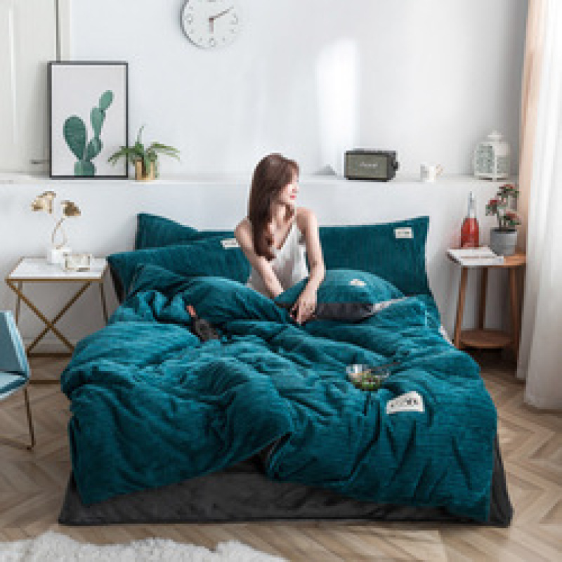 Home Bed Cover Bed Sheet Sets Bedding, Custom Solid Color Velvet Comforter Set Bedding/