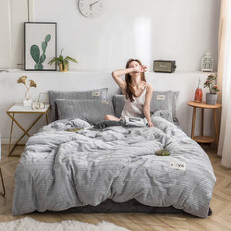 Home Bed Cover Bed Sheet Sets Bedding, Custom Solid Color Velvet Comforter Set Bedding/