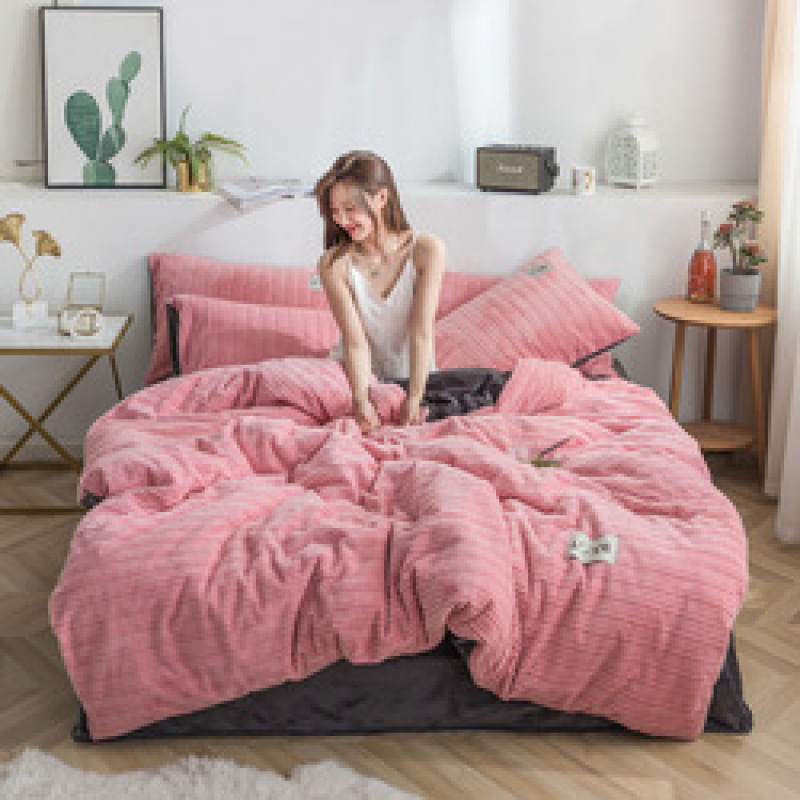 Home Bed Cover Bed Sheet Sets Bedding, Custom Solid Color Velvet Comforter Set Bedding/