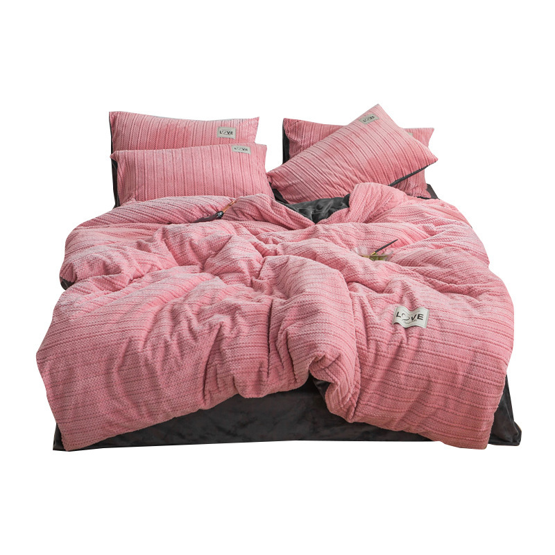 Home Bed Cover Bed Sheet Sets Bedding, Custom Solid Color Velvet Comforter Set Bedding/