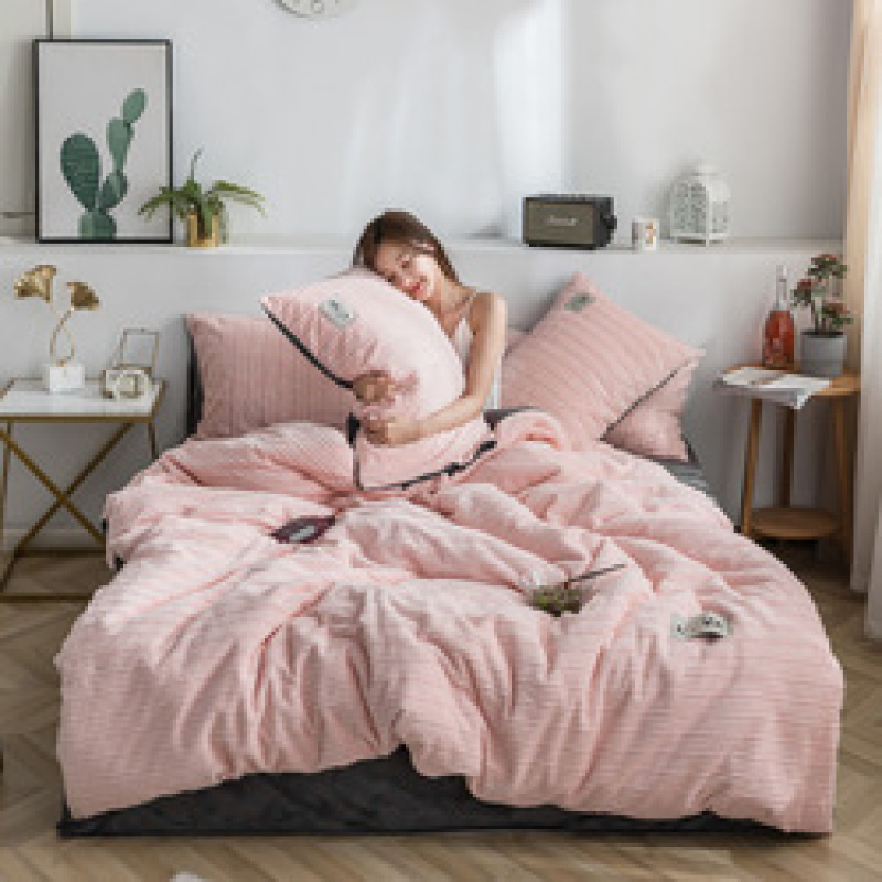 Home Bed Cover Bed Sheet Sets Bedding, Custom Solid Color Velvet Comforter Set Bedding/