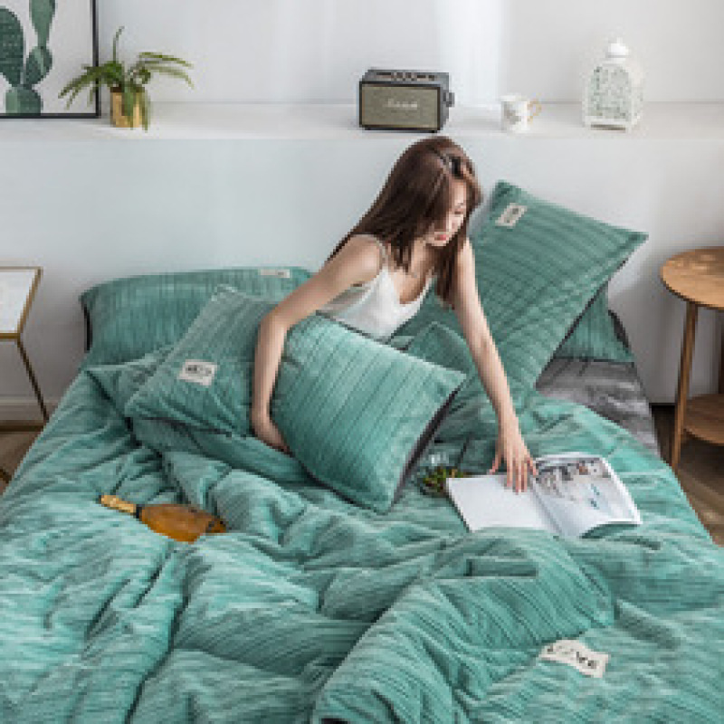Home Bed Cover Bed Sheet Sets Bedding, Custom Solid Color Velvet Comforter Set Bedding/