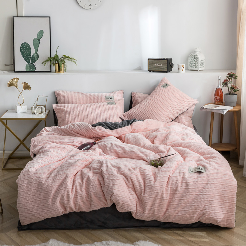 Home Bed Cover Bed Sheet Sets Bedding, Custom Solid Color Velvet Comforter Set Bedding/
