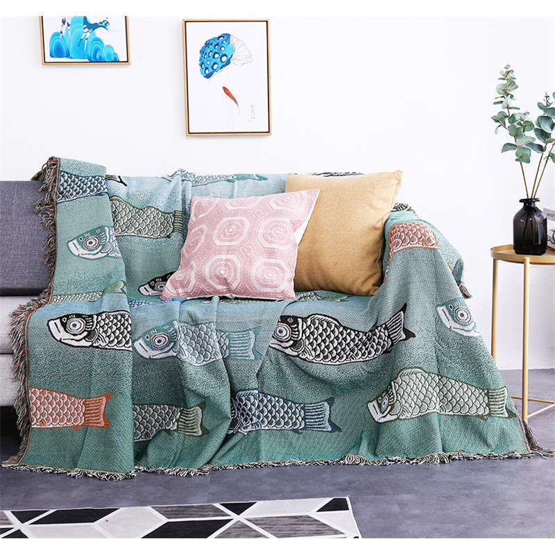 Multicolor Koi Family Throw Blanket Housewarming Gift Decorative Cobertor Manta Para Sofa/Beds Sheet Non-slip Stitching Blanket/