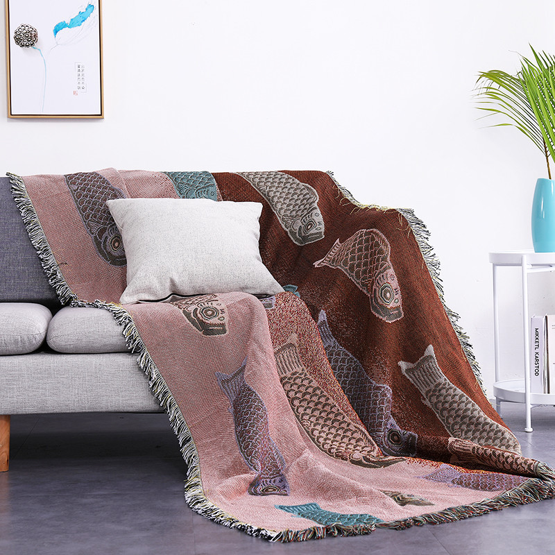 Multicolor Koi Family Throw Blanket Housewarming Gift Decorative Cobertor Manta Para Sofa/Beds Sheet Non-slip Stitching Blanket/