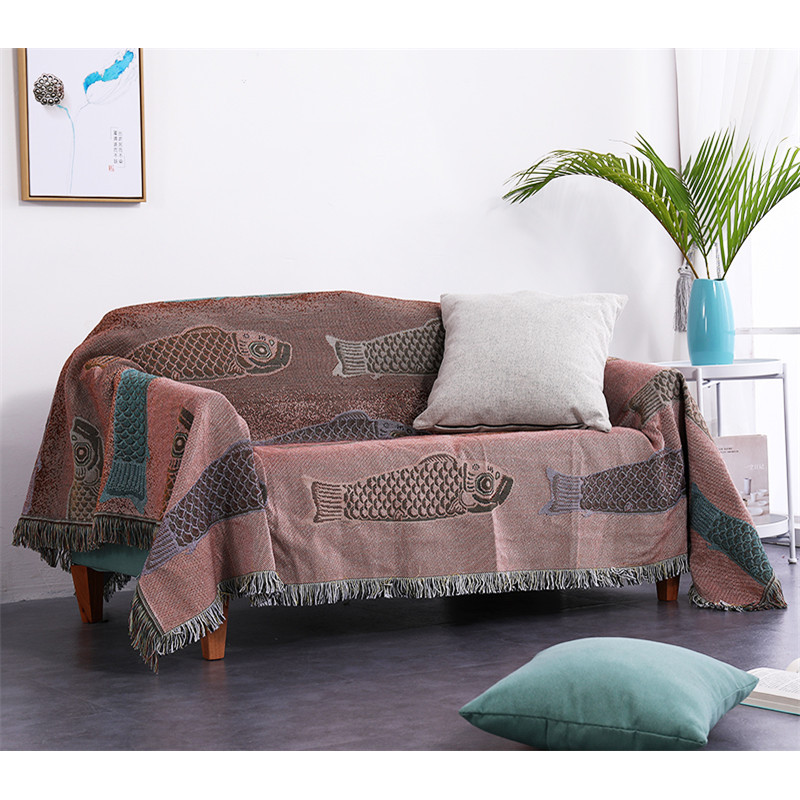 Multicolor Koi Family Throw Blanket Housewarming Gift Decorative Cobertor Manta Para Sofa/Beds Sheet Non-slip Stitching Blanket/