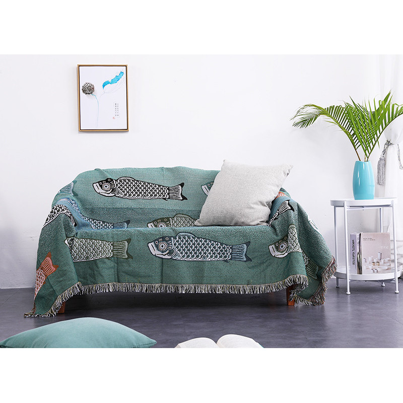 Multicolor Koi Family Throw Blanket Housewarming Gift Decorative Cobertor Manta Para Sofa/Beds Sheet Non-slip Stitching Blanket/