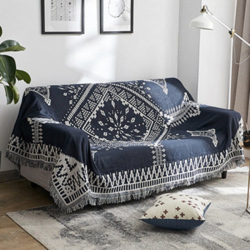 Home Goods Double Sided Knitted Sofa Cover Throw Blanket, Cozy Living Room Throw Sofa Blankets With Tassels/