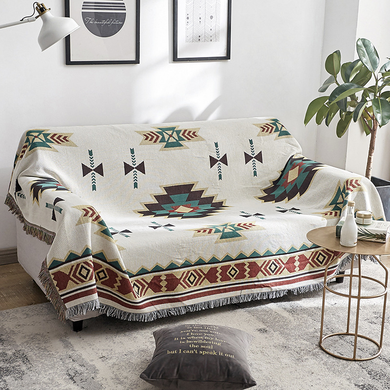Home Goods Double Sided Knitted Sofa Cover Throw Blanket, Cozy Living Room Throw Sofa Blankets With Tassels/