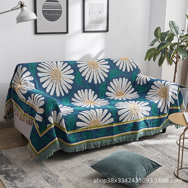 Home Goods Double Sided Knitted Sofa Cover Throw Blanket, Cozy Living Room Throw Sofa Blankets With Tassels/
