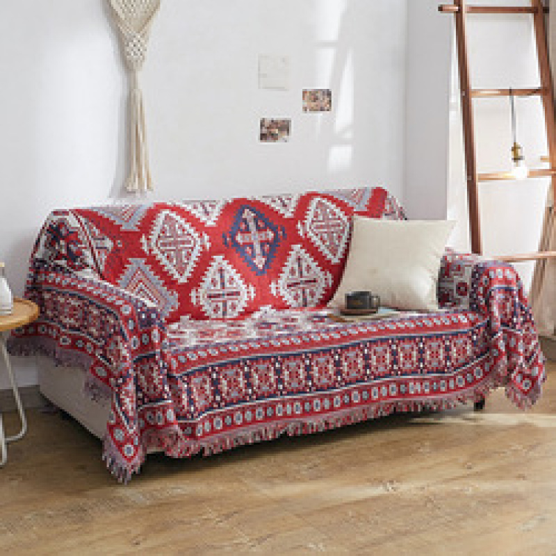 Home Goods Double Sided Knitted Sofa Cover Throw Blanket, Cozy Living Room Throw Sofa Blankets With Tassels/