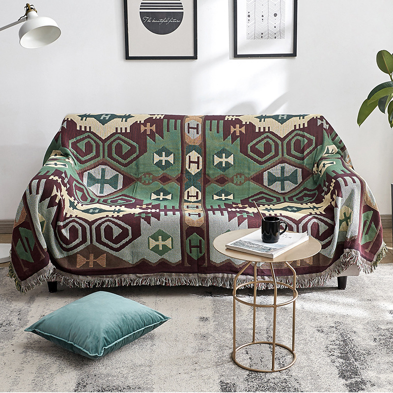 Home Goods Double Sided Knitted Sofa Cover Throw Blanket, Cozy Living Room Throw Sofa Blankets With Tassels/