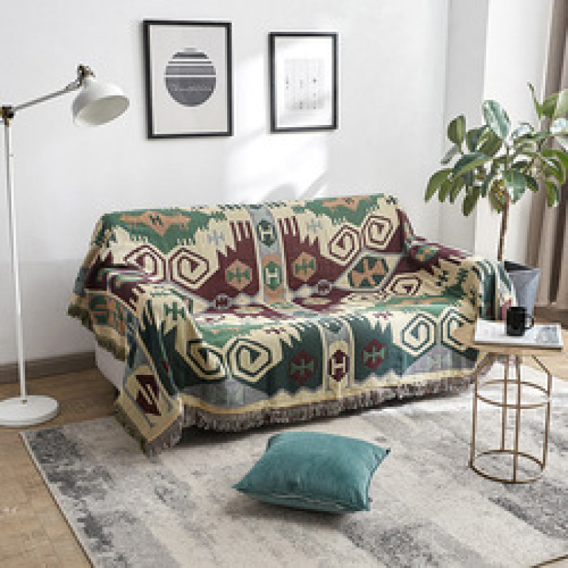 Home Goods Double Sided Knitted Sofa Cover Throw Blanket, Cozy Living Room Throw Sofa Blankets With Tassels/