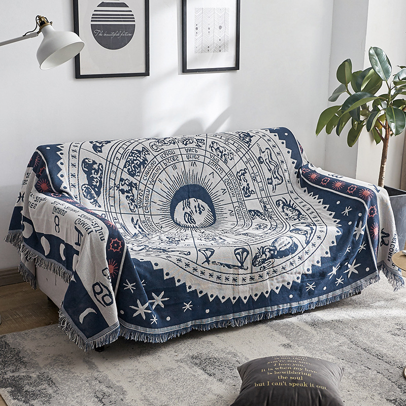 Home Goods Double Sided Knitted Sofa Cover Throw Blanket, Cozy Living Room Throw Sofa Blankets With Tassels/