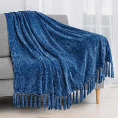 Tassel Fringe Throw Blanket Velvety Texture Decorative Throw for Sofa Couch Bed Soft Silky Cozy Lightweight/