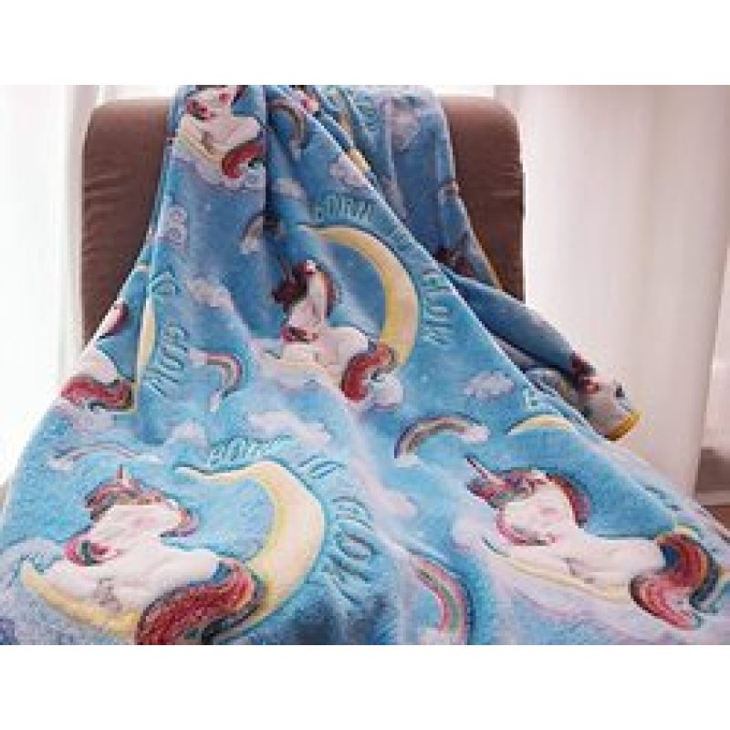 Amazon Hot Sell Glow in the Dark Blanket Luminous Kids Baby Unicorn Blanket, Super Soft Fuzzy Fluffy Plush Furry Throw Blanket/