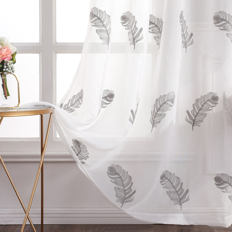Cheap Embroidery Feathers Used Hotel Living Room Sheer Curtain, Hot Selling Products Wholesale Bedroom Sheer Curtain/
