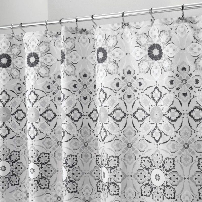 Decorative medal printing shower custion,Heavy Shower Curtain With Bath Mat