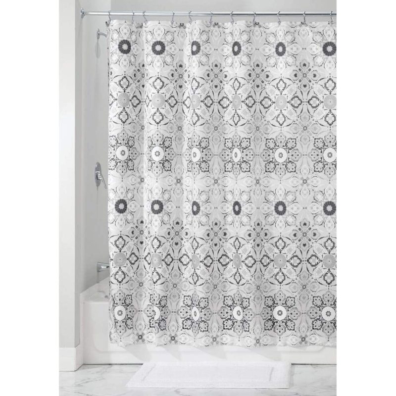 Decorative medal printing shower custion,Heavy Shower Curtain With Bath Mat