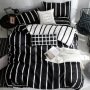 Grey  Bed Comforter Set, Grey Plaid Print Kid Bedding Set/
