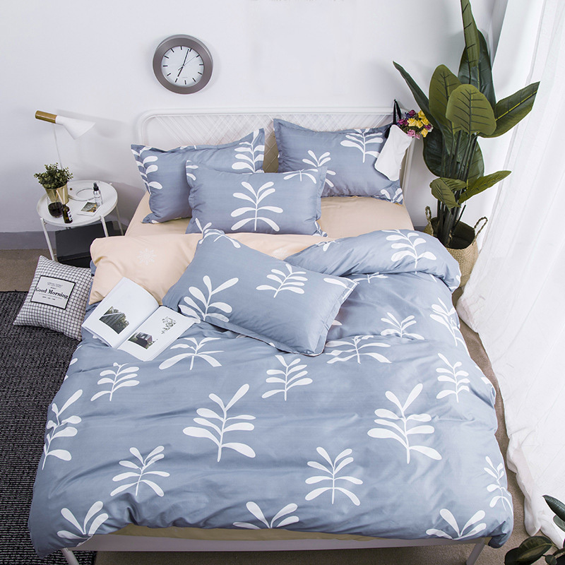 Grey  Bed Comforter Set, Grey Plaid Print Kid Bedding Set/