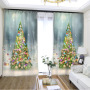 Christmas Curtain Designs,Blue Printed Blackout Curtain#