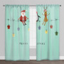 Christmas Curtain Designs,Blue Printed Blackout Curtain#