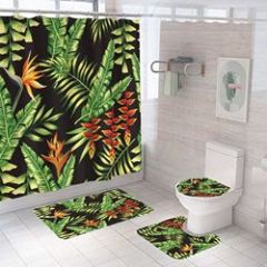 Four piece Polyester Bathroom Flower  3d printed custom shower curtain Shower Curtain Set