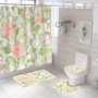 Four piece Polyester Bathroom Flower  3d printed custom shower curtain Shower Curtain Set