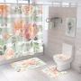 Four piece Polyester Bathroom Flower  3d printed custom shower curtain Shower Curtain Set