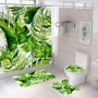 Four piece Polyester Bathroom Flower  3d printed custom shower curtain Shower Curtain Set