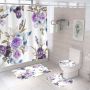 Four piece Polyester Bathroom Flower  3d printed custom shower curtain Shower Curtain Set