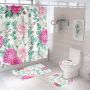 Four piece Polyester Bathroom Flower  3d printed custom shower curtain Shower Curtain Set