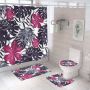 Four piece Polyester Bathroom Flower  3d printed custom shower curtain Shower Curtain Set