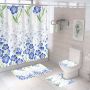 Four piece Polyester Bathroom Flower  3d printed custom shower curtain Shower Curtain Set