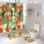 Four piece Polyester Bathroom Flower  3d printed custom shower curtain Shower Curtain Set