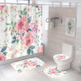 Four piece Polyester Bathroom Flower  3d printed custom shower curtain Shower Curtain Set