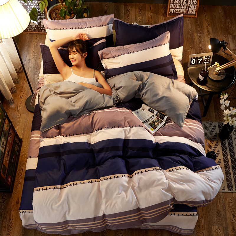 4 Pcs King Size Cotton Bedding Comforter Sets, Custom Kids Cartoon Bedroom Set Bedding/