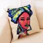 Fabric Painting Designs Cushion Cover For Sofa African Tribal Women Print Pillow