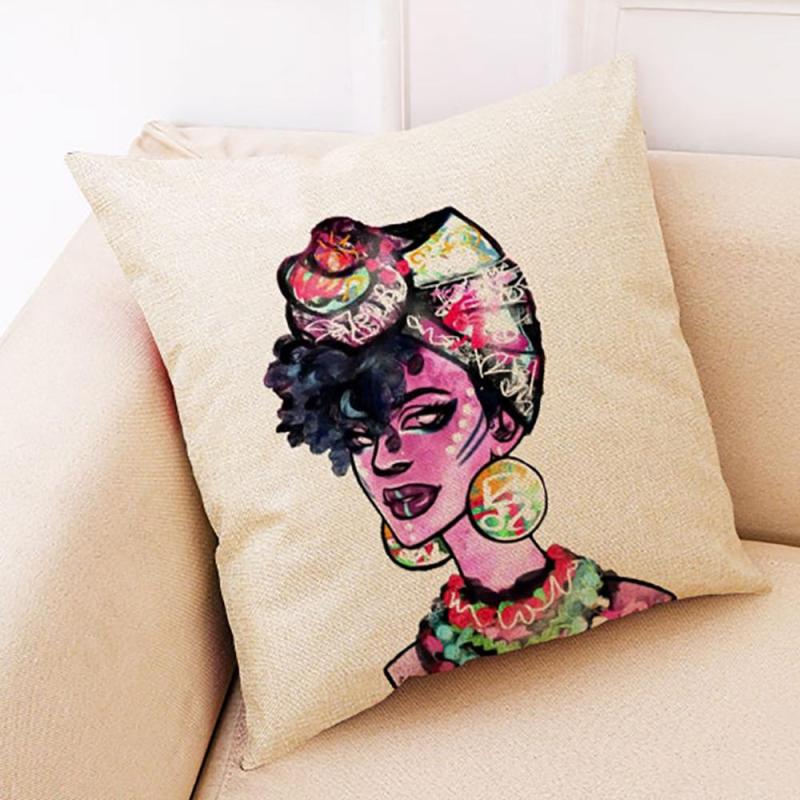 Fabric Painting Designs Cushion Cover For Sofa African Tribal Women Print Pillow