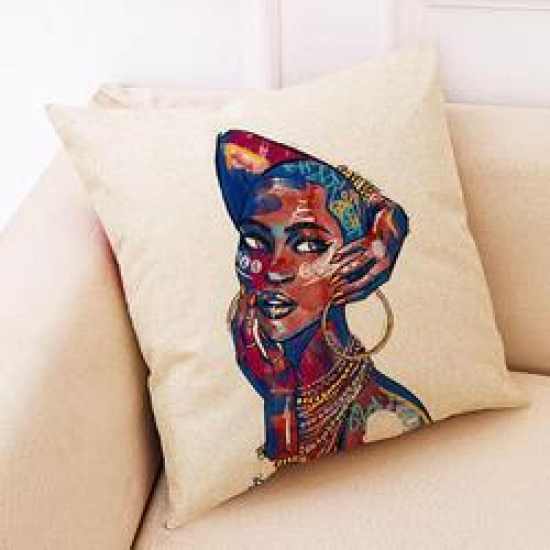 Fabric Painting Designs Cushion Cover For Sofa African Tribal Women Print Pillow