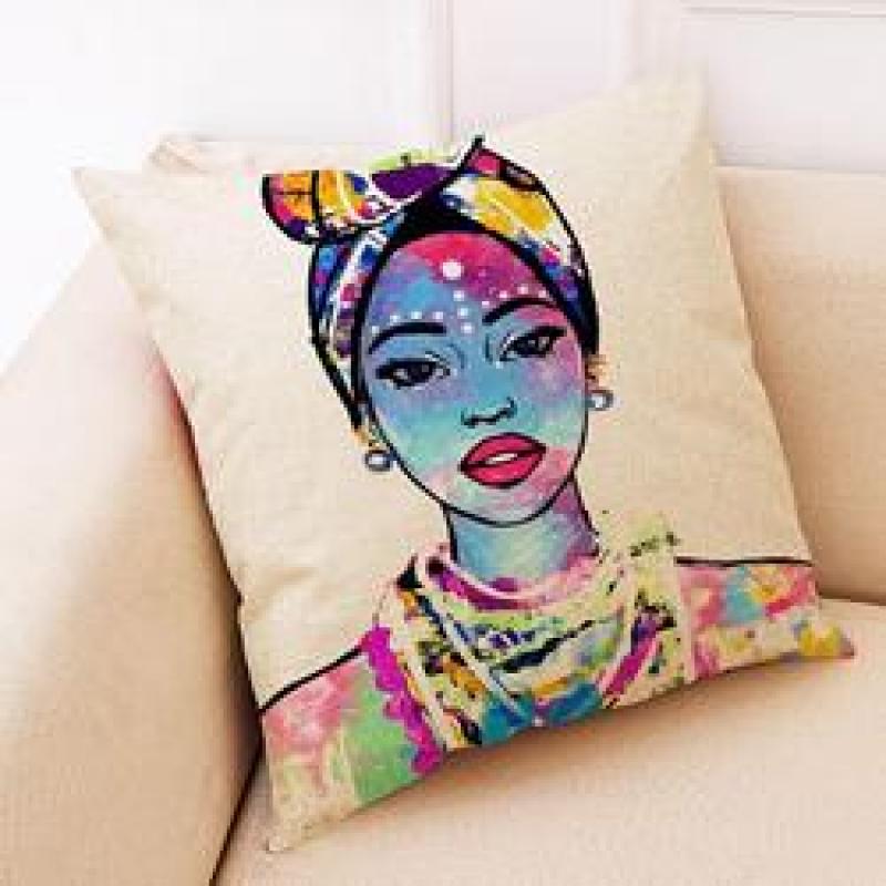 Fabric Painting Designs Cushion Cover For Sofa African Tribal Women Print Pillow