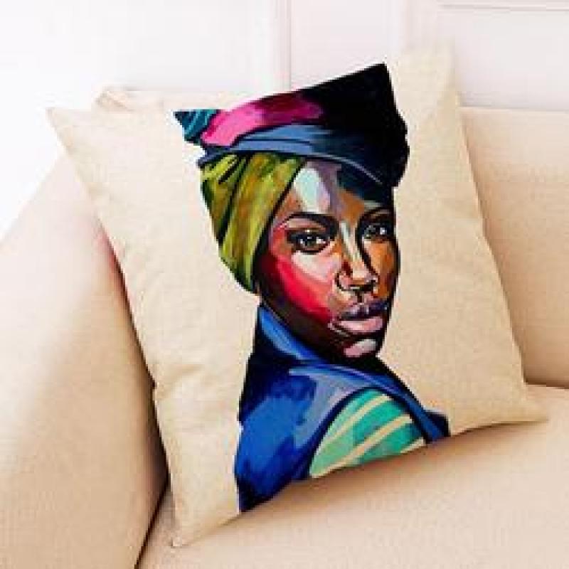 Fabric Painting Designs Cushion Cover For Sofa African Tribal Women Print Pillow
