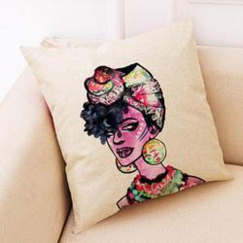 Fabric Painting Designs Cushion Cover For Sofa African Tribal Women Print Pillow