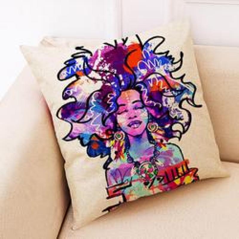 Fabric Painting Designs Cushion Cover For Sofa African Tribal Women Print Pillow