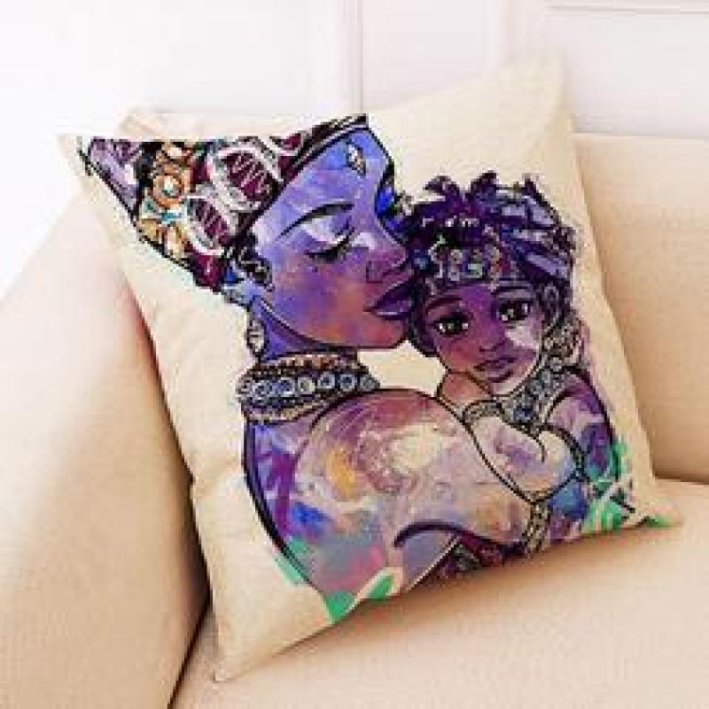 Fabric Painting Designs Cushion Cover For Sofa African Tribal Women Print Pillow